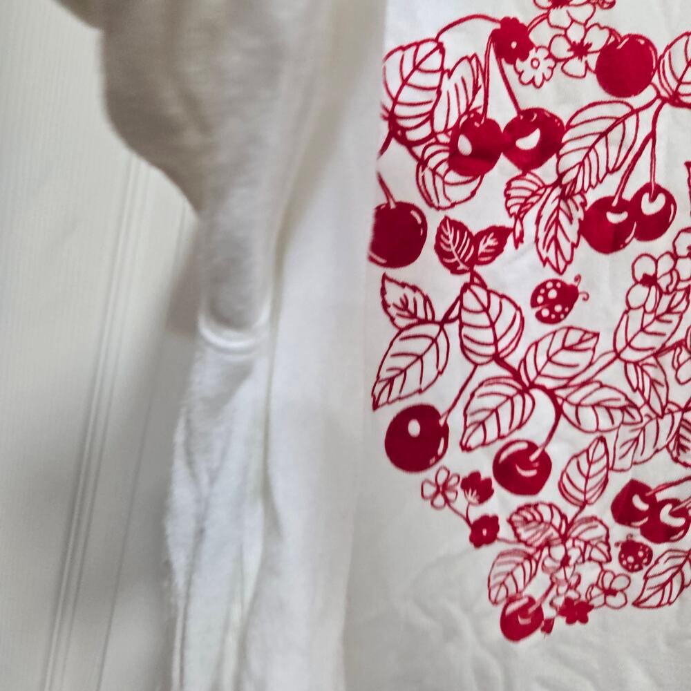 Jane Delancey Cherry Heart Graphic Sweatshirt Large Ivory Red - Picture 10 of 10